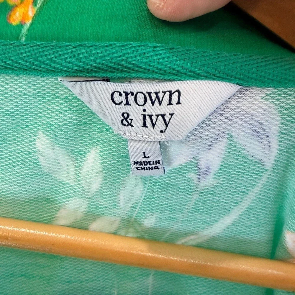 Crown & Ivy Green Floral Springtime Dress Girls Large NWT